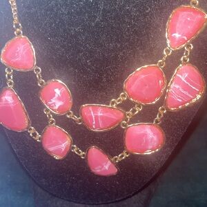 New pink resin layered statement necklace